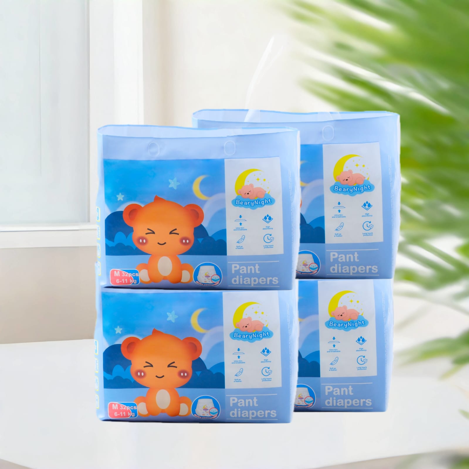 BearyNight Premium Pant Diaper Bundle 4-Pack for M – Soft & Breathable
Baby diaper bundle deal Singapore – Hypoallergenic & high absorbency
BearyNight 4-pack diaper set – Comfort fit for active babies