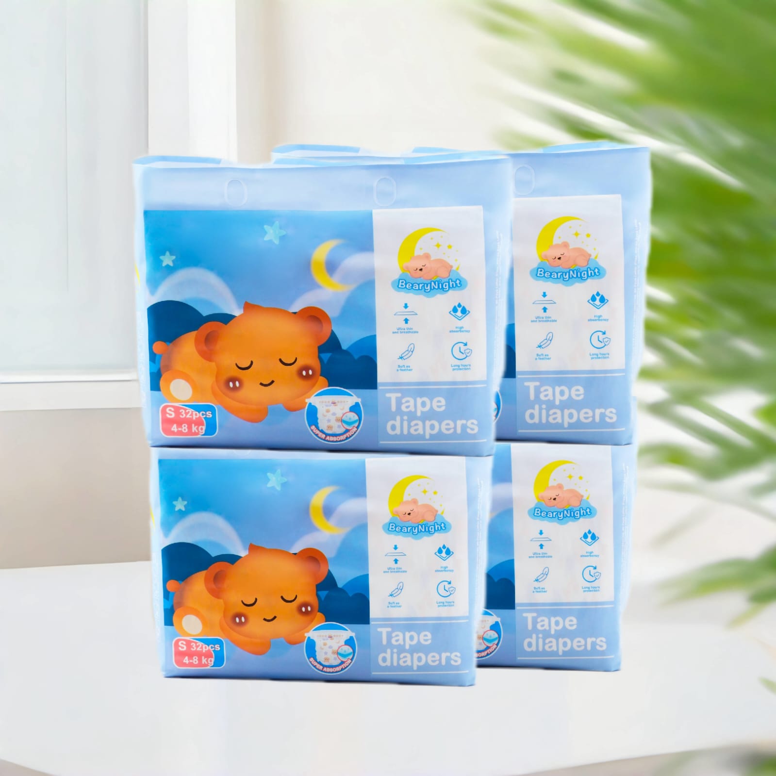 BearyNight Premium Tape Diaper Bundle 4-Pack for S – Soft & Breathable
Baby diaper bundle deal Singapore – Hypoallergenic & high absorbency
BearyNight 4-pack diaper set – Comfort fit for active babies