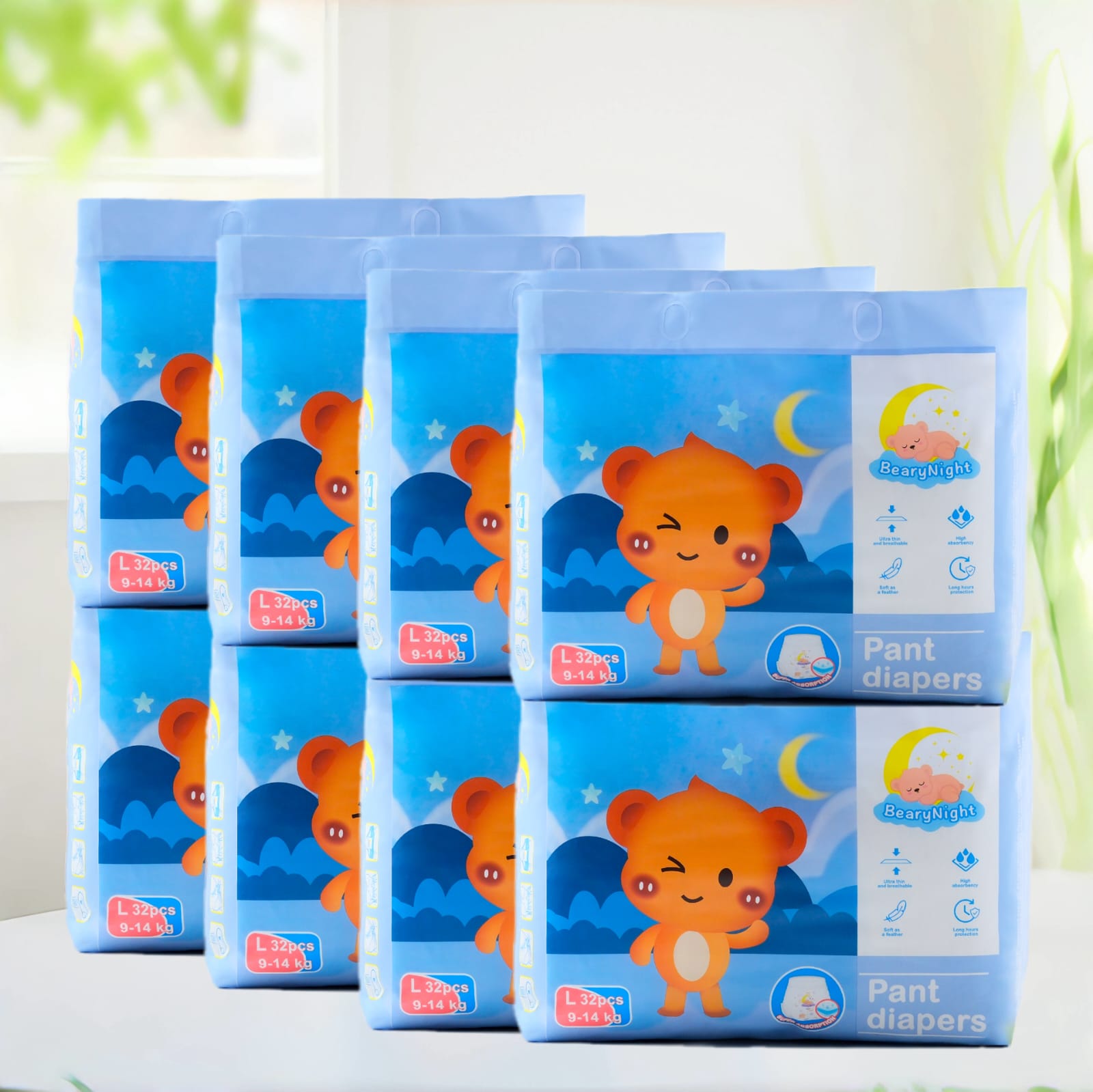 BearyNight Premium Pant Diaper Bundle 8-Pack for L – Soft & Breathable
Baby diaper bundle deal Singapore – Hypoallergenic & high absorbency
BearyNight 8-pack diaper set – Comfort fit for active babies