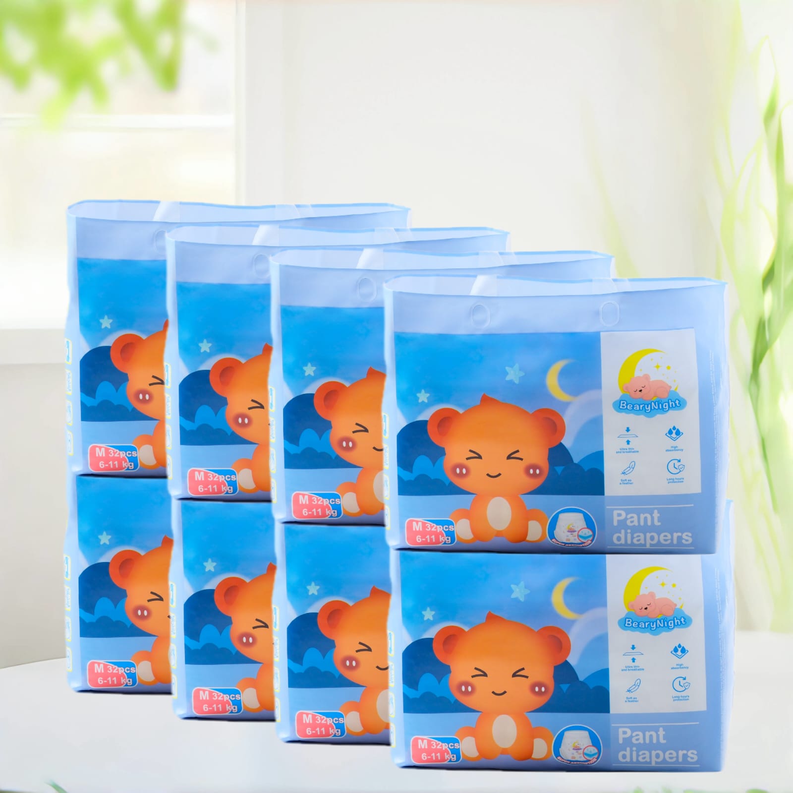 BearyNight Premium Pant Diaper Bundle 8-Pack for M – Soft & Breathable
Baby diaper bundle deal Singapore – Hypoallergenic & high absorbency
BearyNight 8-pack diaper set – Comfort fit for active babies