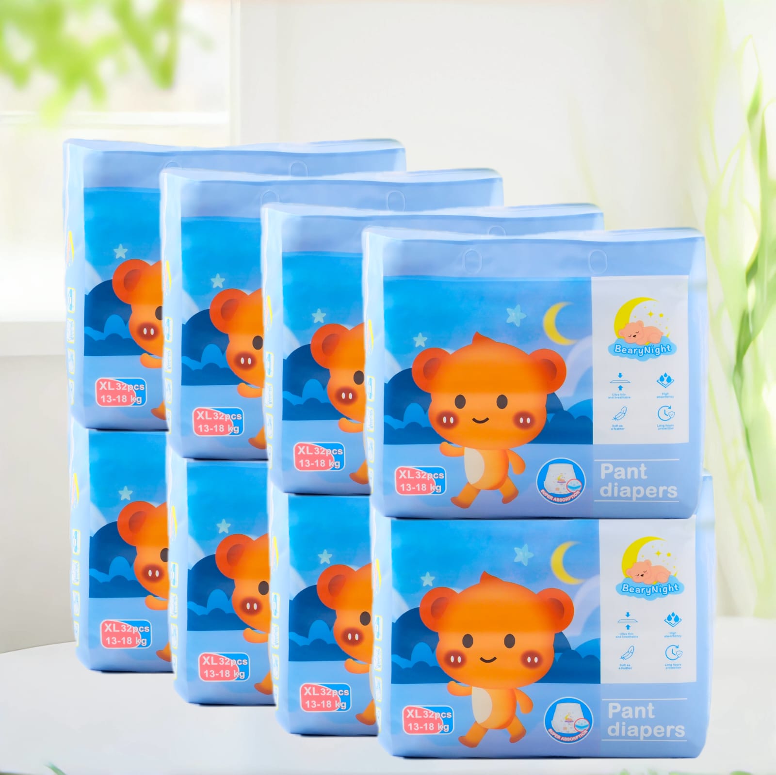 BearyNight Premium Pant Diaper Bundle 8-Pack for XL – Soft & Breathable
Baby diaper bundle deal Singapore – Hypoallergenic & high absorbency
BearyNight 8-pack diaper set – Comfort fit for active babies