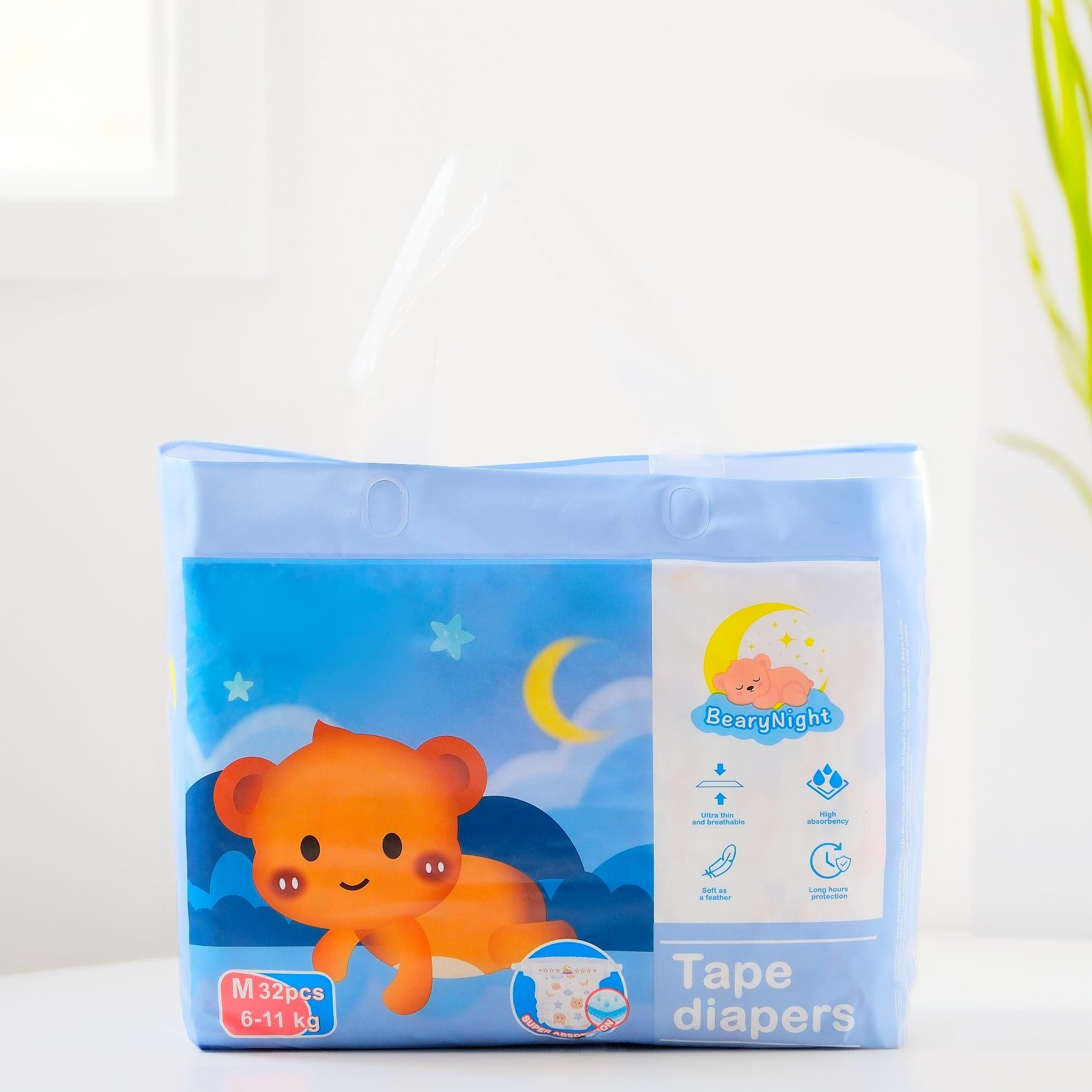 BearyNight Premium Tape Diaper Size M
Soft breathable baby diaper Singapore
Leak-proof diaper for sensitive skin